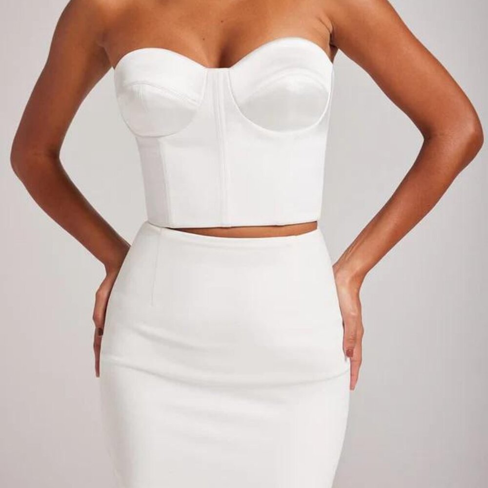 Nadine Merabi White Corset Top - Size Medium (Non-Stretch) - New with Tags